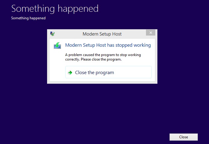 Modern Setup Host Has Stopped Working in Windows 10
