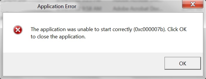 Windows Application Error 0x000007b Error