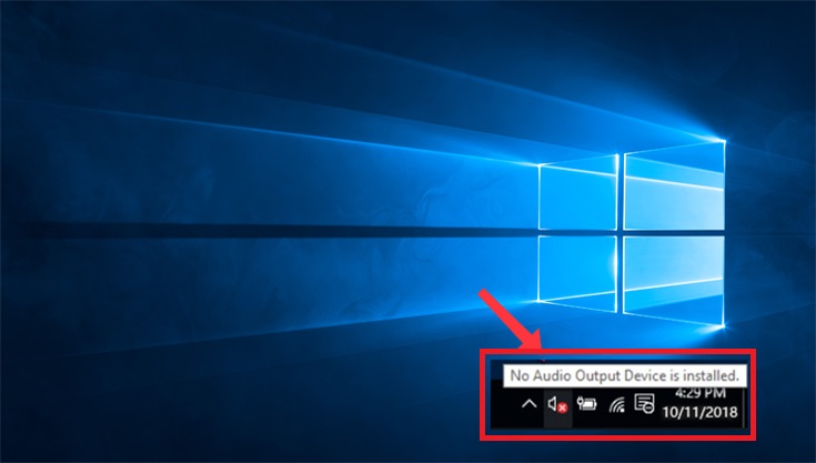 No Sound Output Device Installed Error in Windows