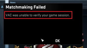 vac was unable to verify your game session