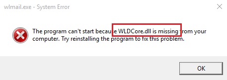 WLDCore.dll is Missing Error