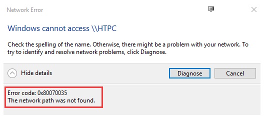 Error 0x80070035 - The Network Path was Not Found