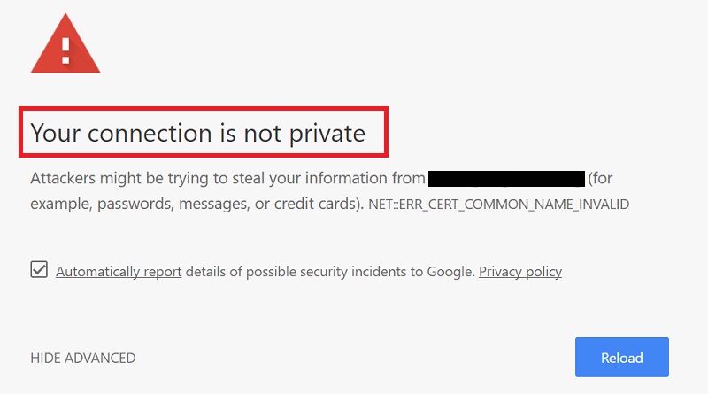 Your Connection is Not Private in Google Chrome