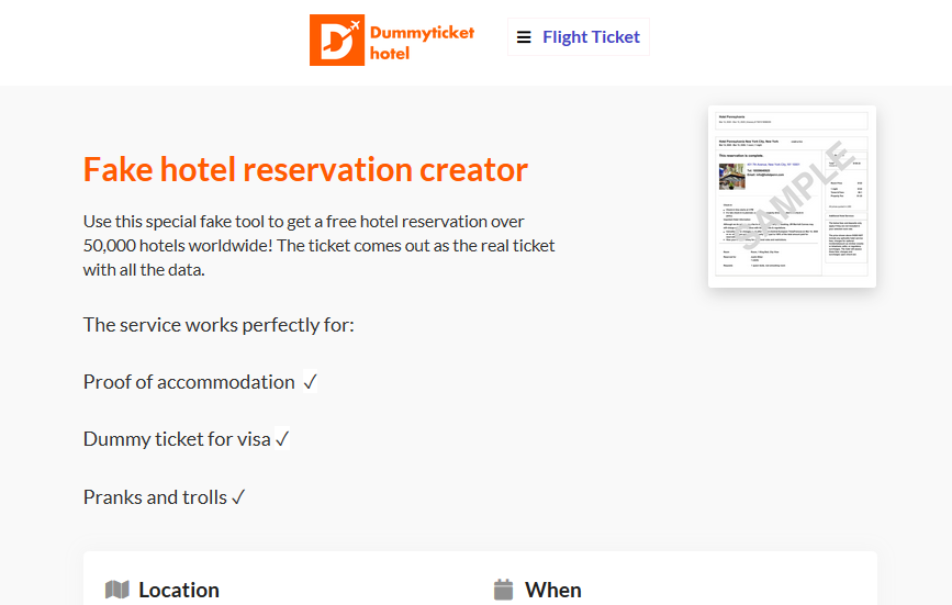 Generate Fake Hotel Reservation for Free