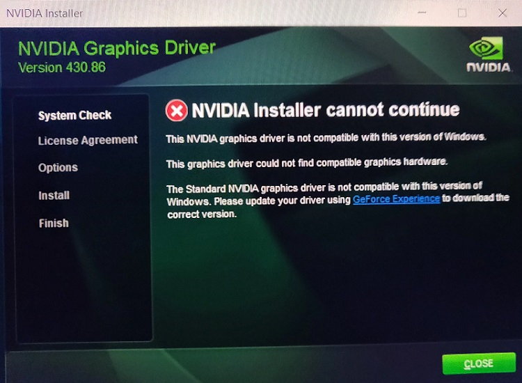 Nvidia Installer Cannot Continue