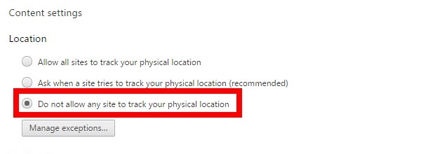 Disable Location Tracking
