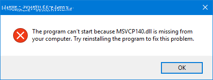 MSVCP140.dll is Missing