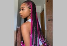 Box Braids with Clear Beads at the End
