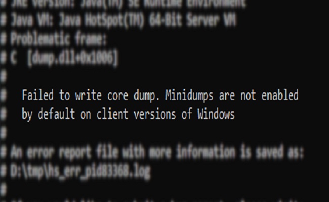 Failed to Write Core Dump. Minidumps are not Enabled by Default on Client Versions of Windows